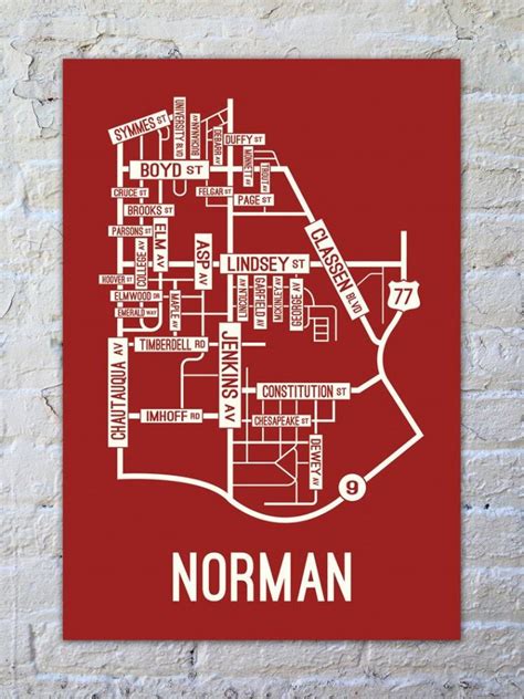 Norman, Oklahoma Street Map Print | For Tyler | Norman Oklahoma, Map ...