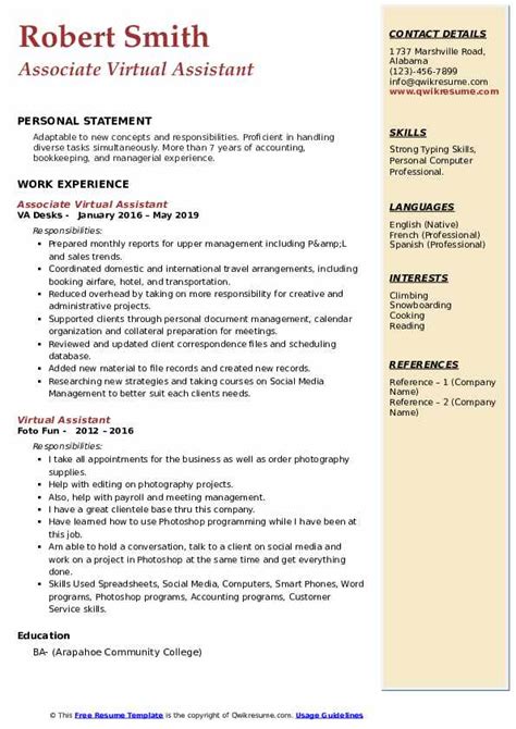 Virtual Assistant Resume Example Template Influx Resume Examples | Images and Photos finder