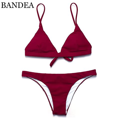 Bandea 2017 Hot Sling Bikini Solid Color Women Swimwear Bikini Set