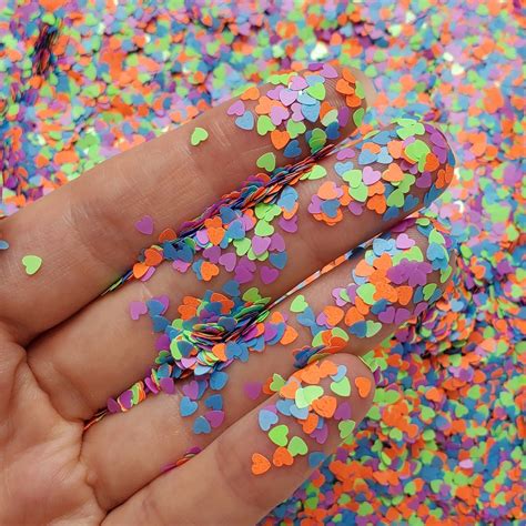 Neon Heart Glitter Mix Glitter for Face Body Hair Nail Art - Etsy