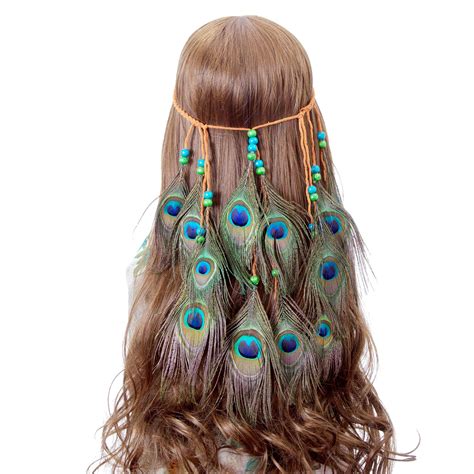 Peacock Feather Hippie Headband Accessories Awaytr