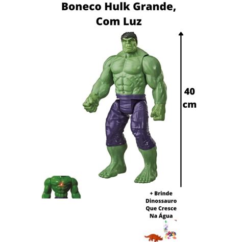 Boneco Hulk Grande 1 Metro - Boneco Hulk Heróis Avengers 40cm Luz Grande+brinde Boneco Do Hulk ...
