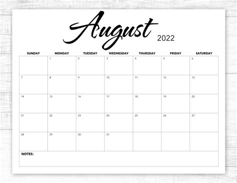 Printablefillable August Calendar 2022 Planner August 2022 Etsy In