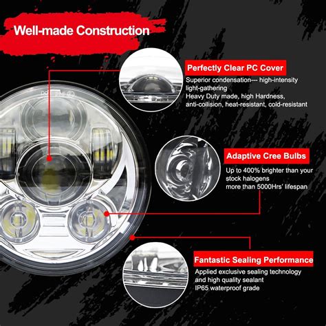 Buy Wisamic 5 3 4 5 75 Inch Led Headlight Compatible With Harley Davidson Dyna Street Bob