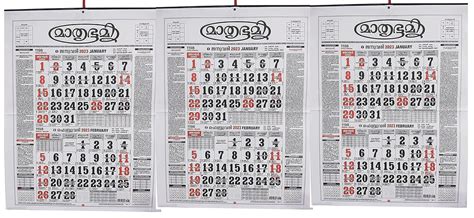 Nextone Mathrubhumi Calendar 2023 Pack of 3 Malayalam Wall Hanging ...