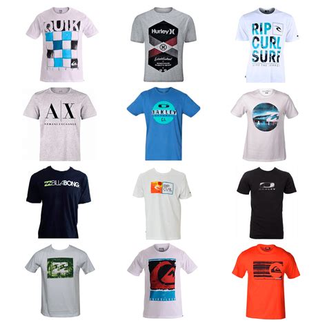 MAGAZINSHOP KIT 5 CAMISETA MASCULINA MARCAS FAMOSAS ESTAMPADA ALGODÃO