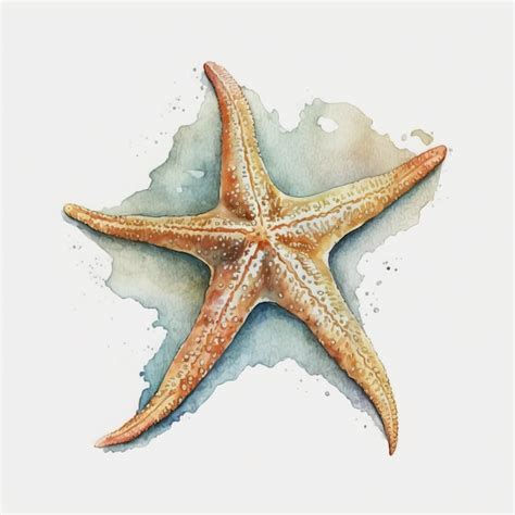 Premium Photo Watercolour Illustration Of A Starfish White Background