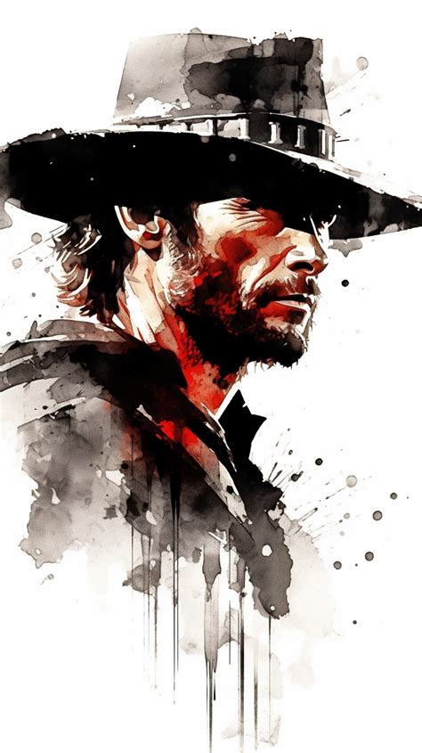 Cinematic Cowboy Portrait: Bold Ink Painting • PromptDen