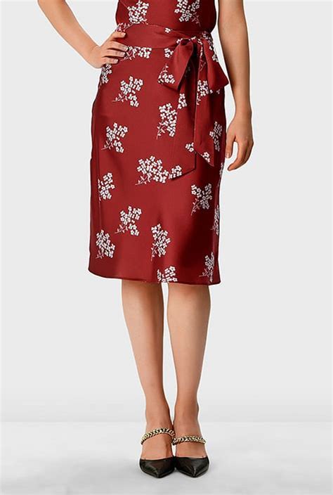 Shop Floral Print Matte Satin Skirt Eshakti