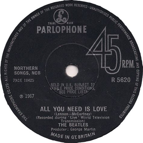 The Beatles – All You Need Is Love – Vinyl (7", 45 RPM, Single), 1967 ...