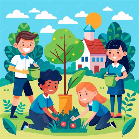 Children Planting a Tree Eco Friendly Activities for a Greener Future