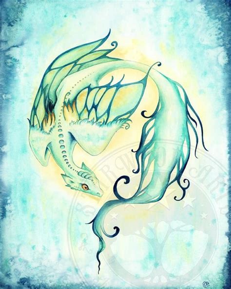 Items Similar To Water Dragon Watercolor Painting Print X On Etsy