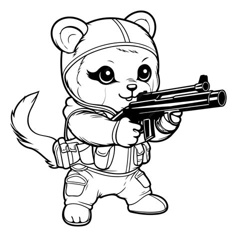 Premium Vector | Vector illustration of Cute cartoon bear with a gun in ...