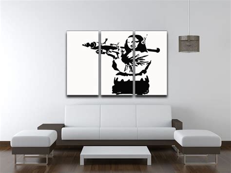 Banksy Mona Lisa Rocket 3 Split Panel Canvas Print | Canvas Art Rocks