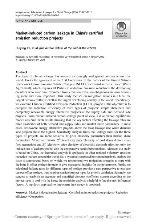Market-induced carbon leakage in China’s certified emission reduction ...