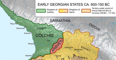 Map of Ancient Georgian States (600-150 BCE) (Illustration) - World ...