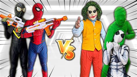 TEAM SPIDER MAN Nerf War Vs BAD GUY TEAM Joker And Zombie Live Action