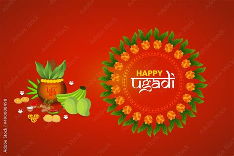 Ugadi Festival Greeting Card Design Stock Vector | Adobe Stock