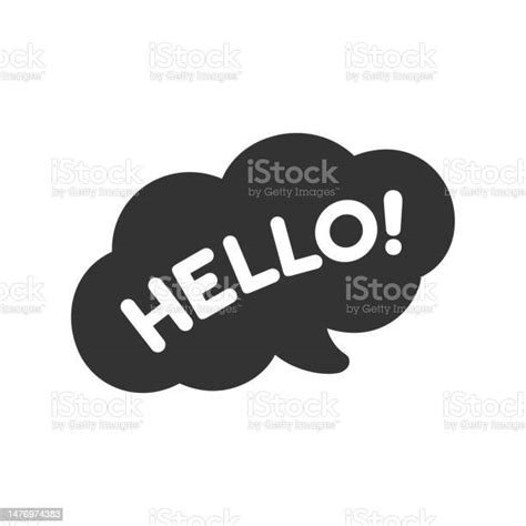 Cute Hello Speech Bubble Icon Simple Flat Vector Illustration Stock