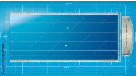 A 2d Layout Of An Olympic Sized Swimming Pool With Lane Markings And