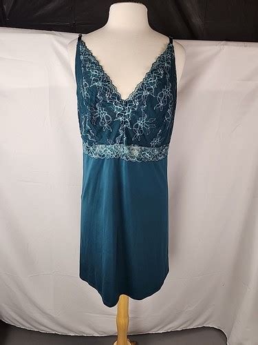 Cacique Lace Babydoll Chemise Women 18 20 Teal Green Lingerie Coquette