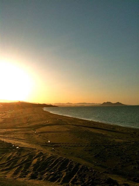 San Felipe Beach Bc Mexico At Low Tide The Water Recedes Over A