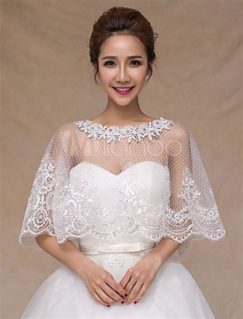 Ivory Lace Chic Sheer Trendy Wedding Bridal Shawl Popular Wedding