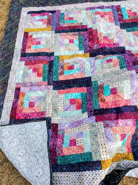 Batik Log Cabin Scrappy Queen Quilt Square Primo Etsy