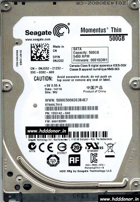 ST500LT012 1DG142 540 FW 0001SDM1 0NJG52 100729420 REV B Seagate