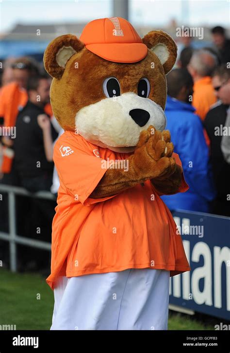 Blackpool Mascot Bloomfield Bear Greats Fans At Half Time Hi Res Stock