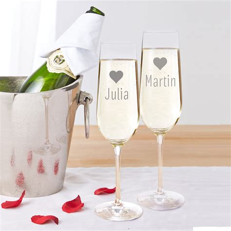 Sektglas Mit Gravur Herz Personalisiert Er Set Gl Ser Selbst