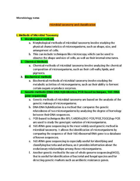 Microbiology Notes 1 Microbiology Notes Microbial Taxonomy And