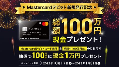 総額100万円現金プレゼントキャンペーン キャンペーン 個人口座の開設 Gmoあおぞらネット銀行