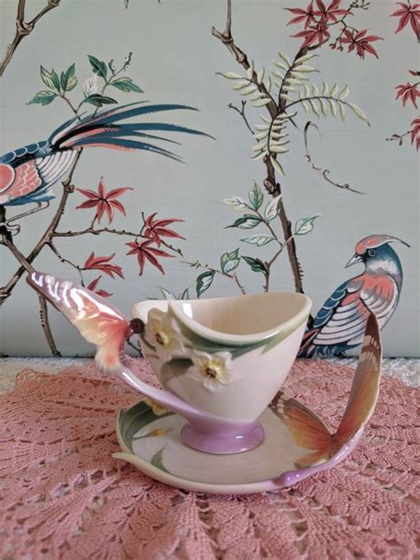 Franz Collectable Porcelain Butterfly Tea Cup And Saucer Etsy