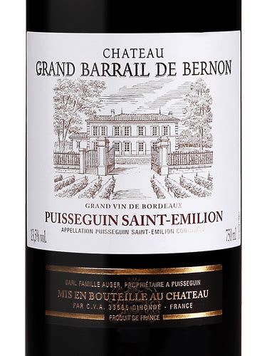 2018 Château Grand Barrail de Bernon Puisseguin Saint Émilion Vivino US