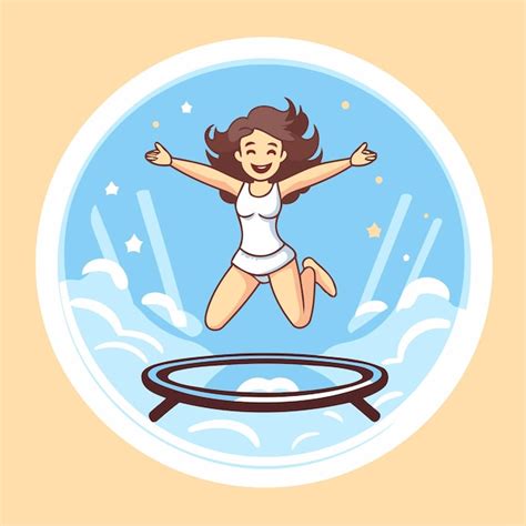 Fille Sautant Sur Un Trampoline Illustration Vectorielle Dans Le Style