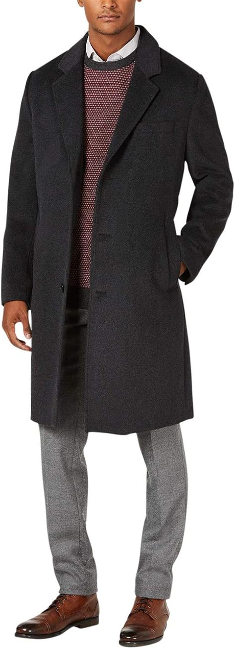 London Fog Mens Classic Fit Overcoat Signature Wool Blend Top Coat