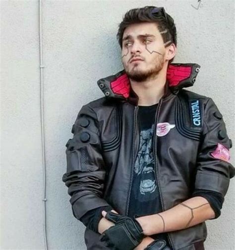 Mens Cyberpunk 2077 Jackie Valentinos Black Leather Jacket