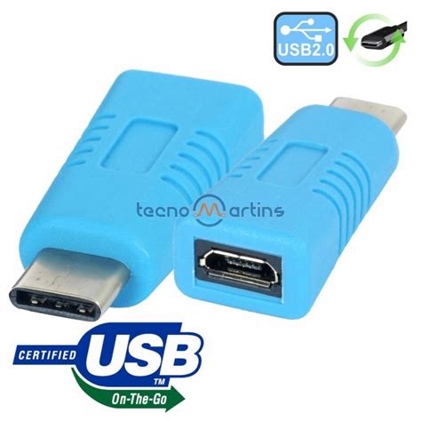 Ficha Adaptadora Usb2 0 Otg Tipo C Macho Micro Usb Fêmea