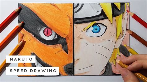 Speed Drawing Naruto And Kurama Naruto Shippuden Youtube