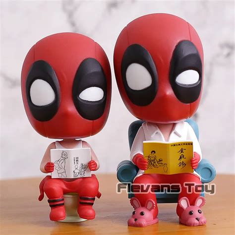 Funny Deadpool Sitting On The Toilet Sofa Pvc Figure Toy Car Desktop