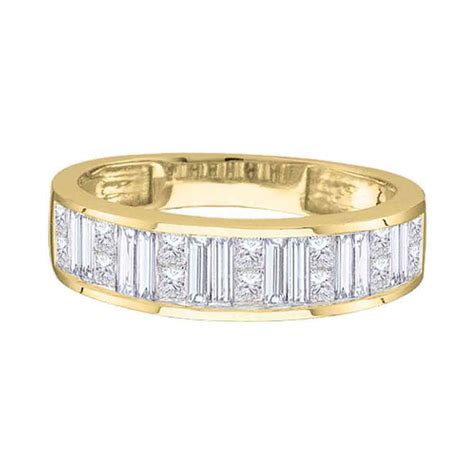 14kt Yellow Gold Womens Princess Baguette Diamond Wedding Band 1 4 Cttw Size 6