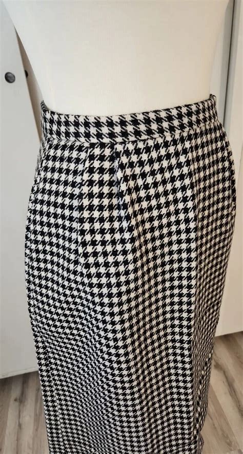 Vintage S Houndstooth Wool Pencil Skirt Secretary G Gem