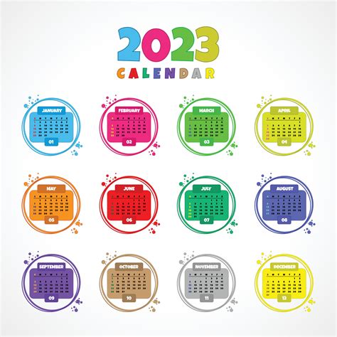 Calendar 2023 colorful cartoon style template vector illustration 23866221 Vector Art at Vecteezy