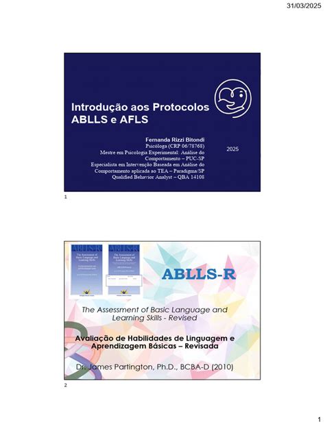 Avaliação Ablls E Afls Para Tea Pdf Aprendizado Psicologia