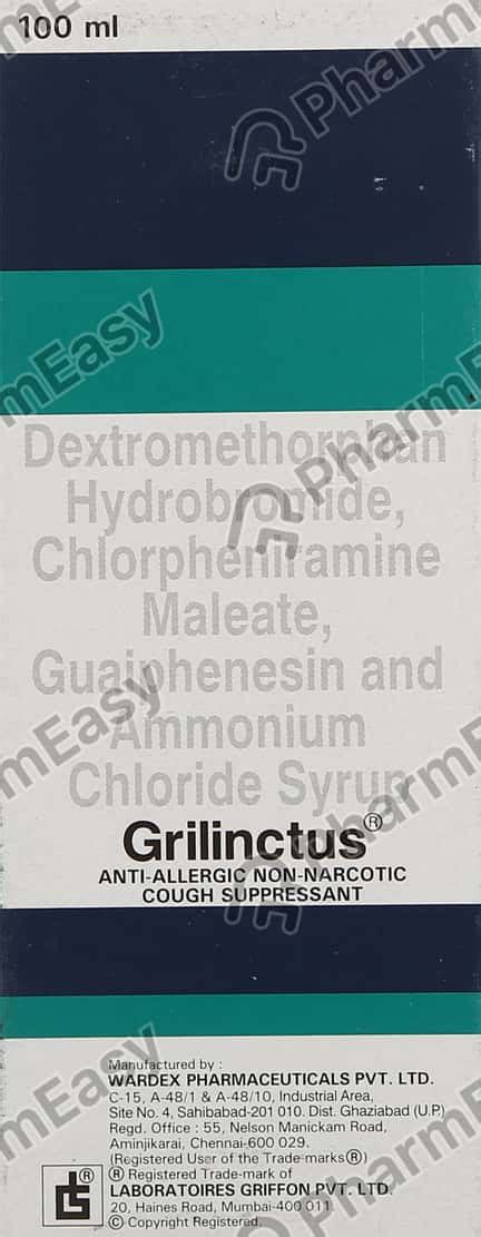 Grilinctus Bottle Of 100ml Syrup Uses Side Effects Price Dosage