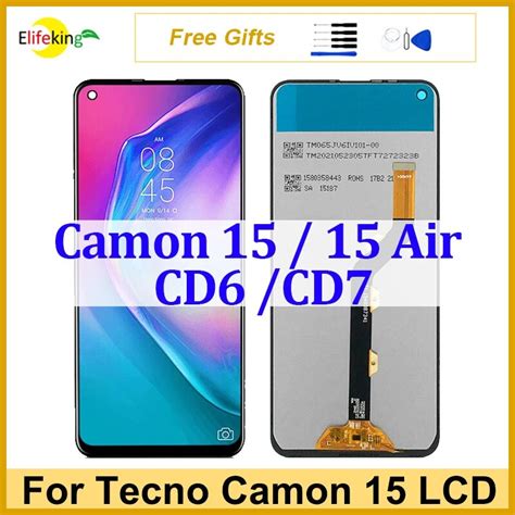 6 6 Original LCD For Tecno Camon 15 CD7 Display Touch Screen For Tecno