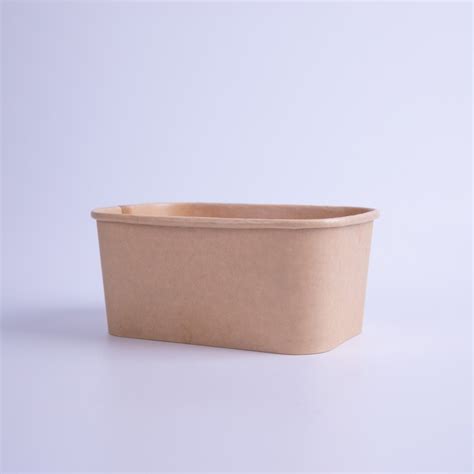 Water Based 750ml Disposable Kraft Paper Rectangle Bowl Fast Food