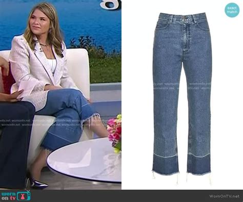 Wornontv Jennas Beige Textured Blazer And Frayed Hem Jeans On Today