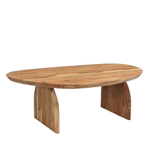 Malang Table Basse Organique En Bois Massif D Acacia Couleur Bois